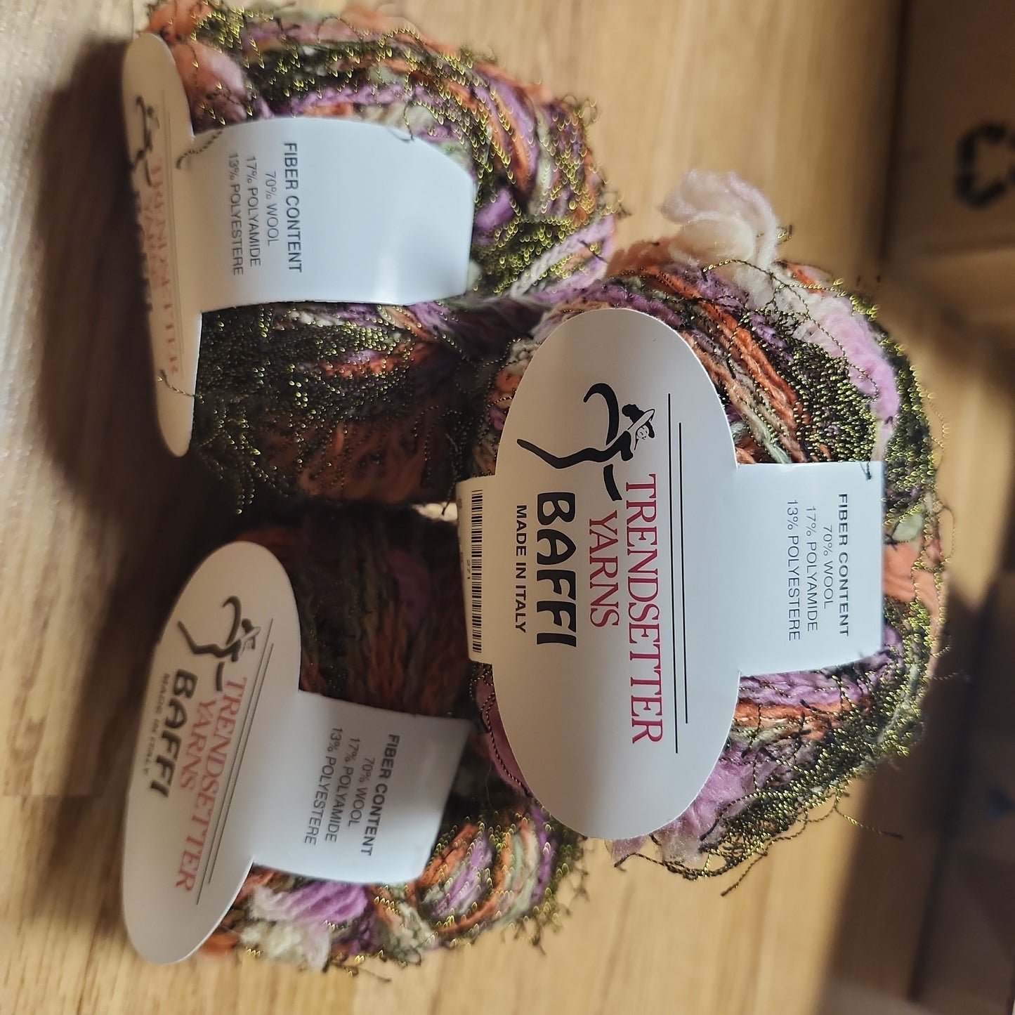 Trendsetter Yarns Baffi - peach, purple, bronze