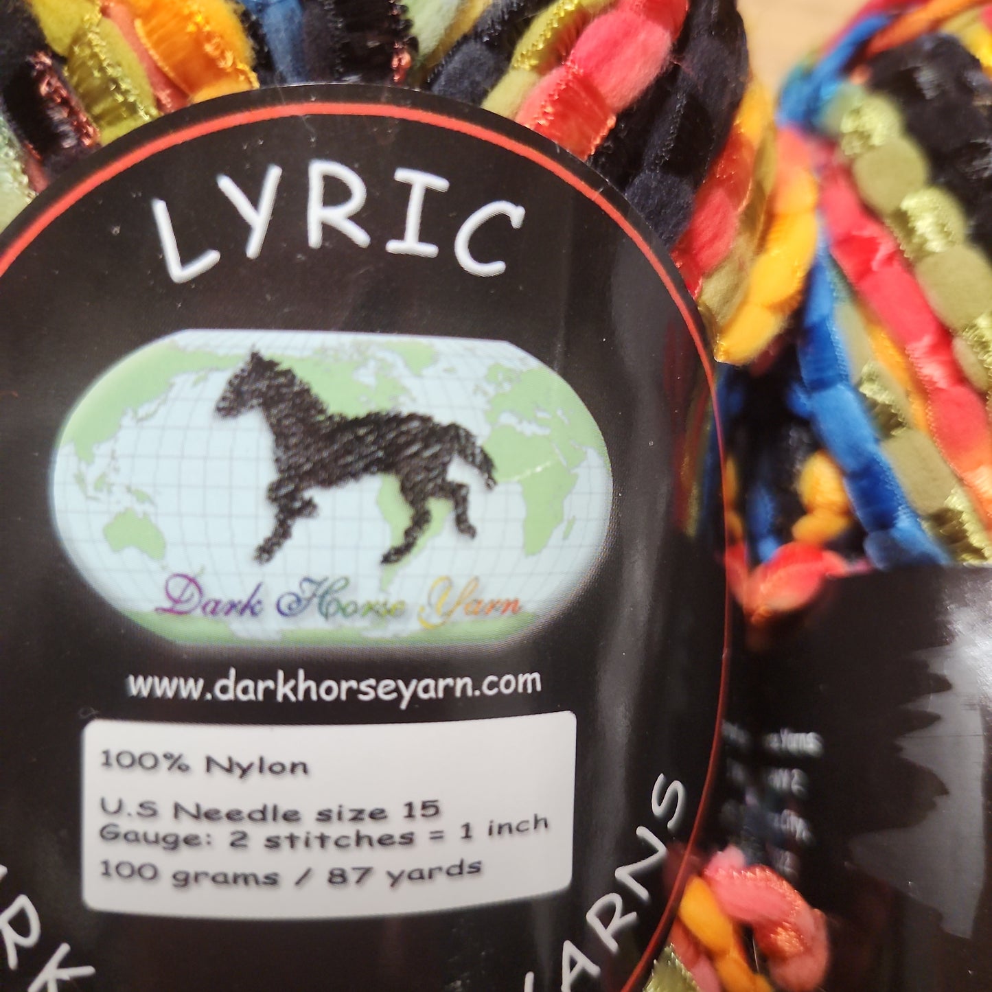 Dark Horse Yarns Lyric - black, blue, green, yellow, red