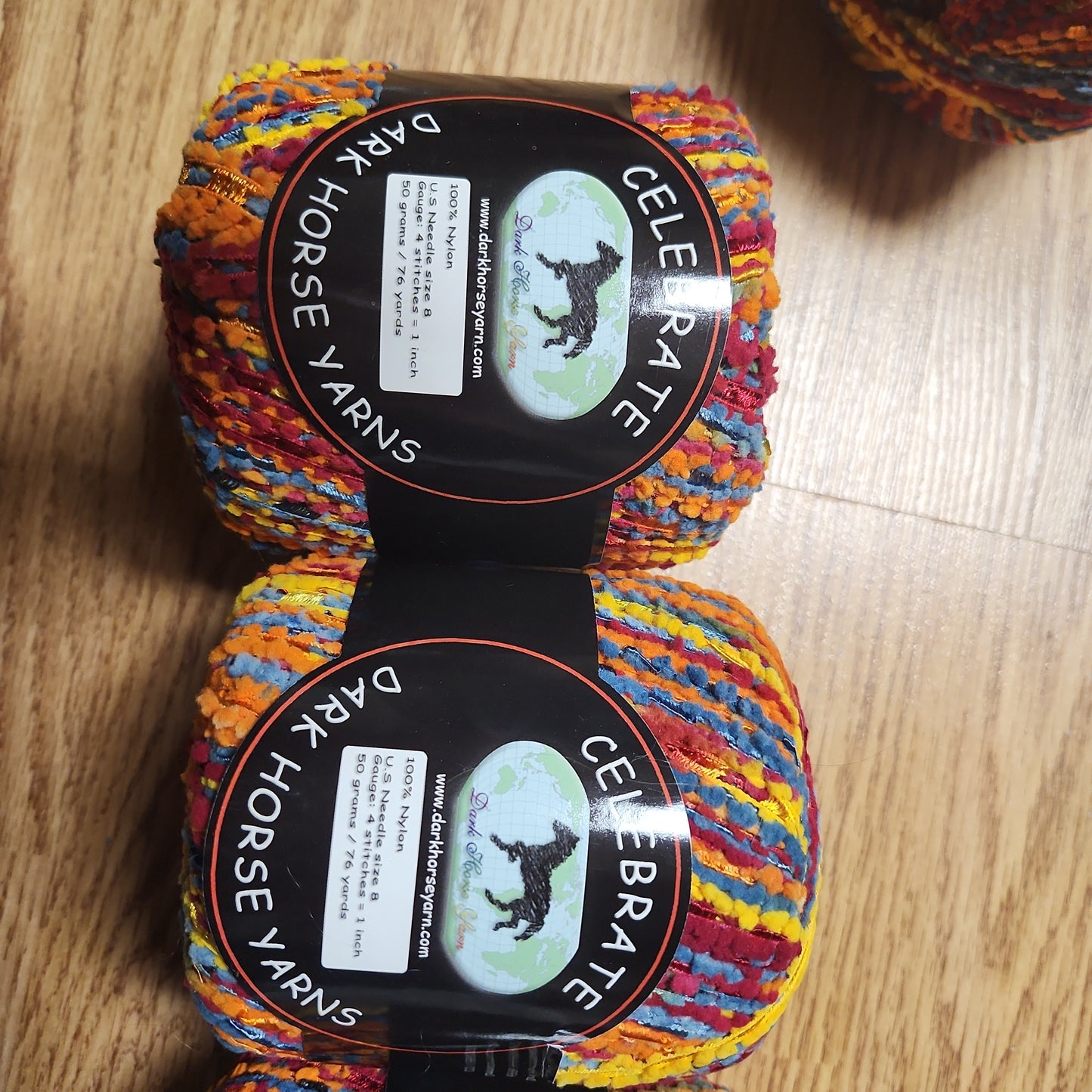 Dark Horse Yarns Celebrate - blue, orange, yellow, red