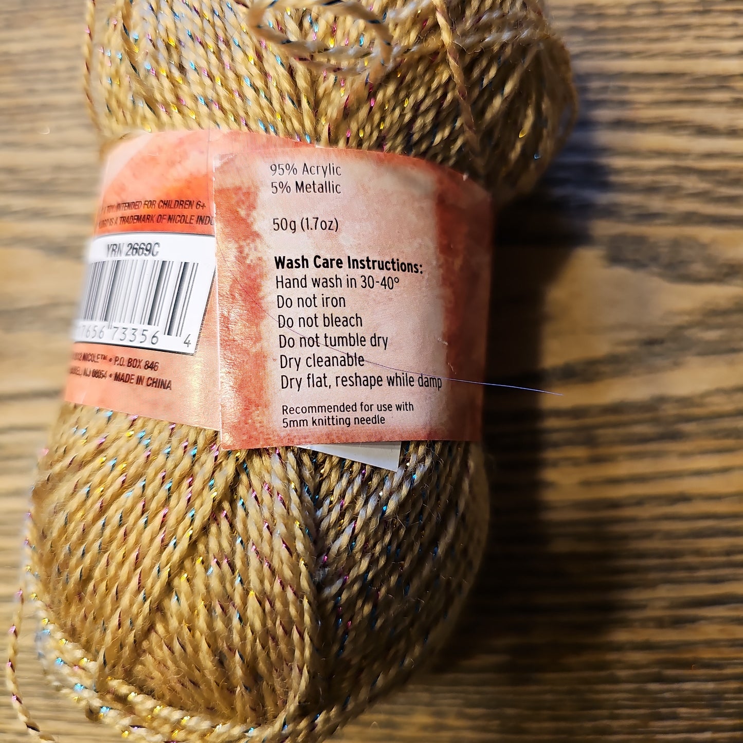 Nicole Quality Value Fashion Gold Metallic Yarn