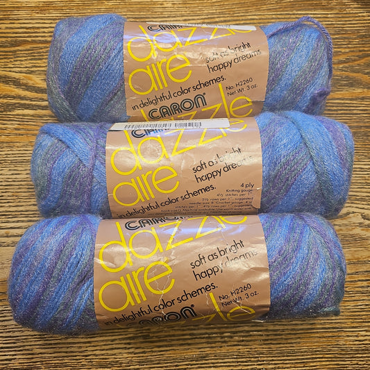 Vintage Caron Dazzleaire "Wisteria" Yarn Lot of 3