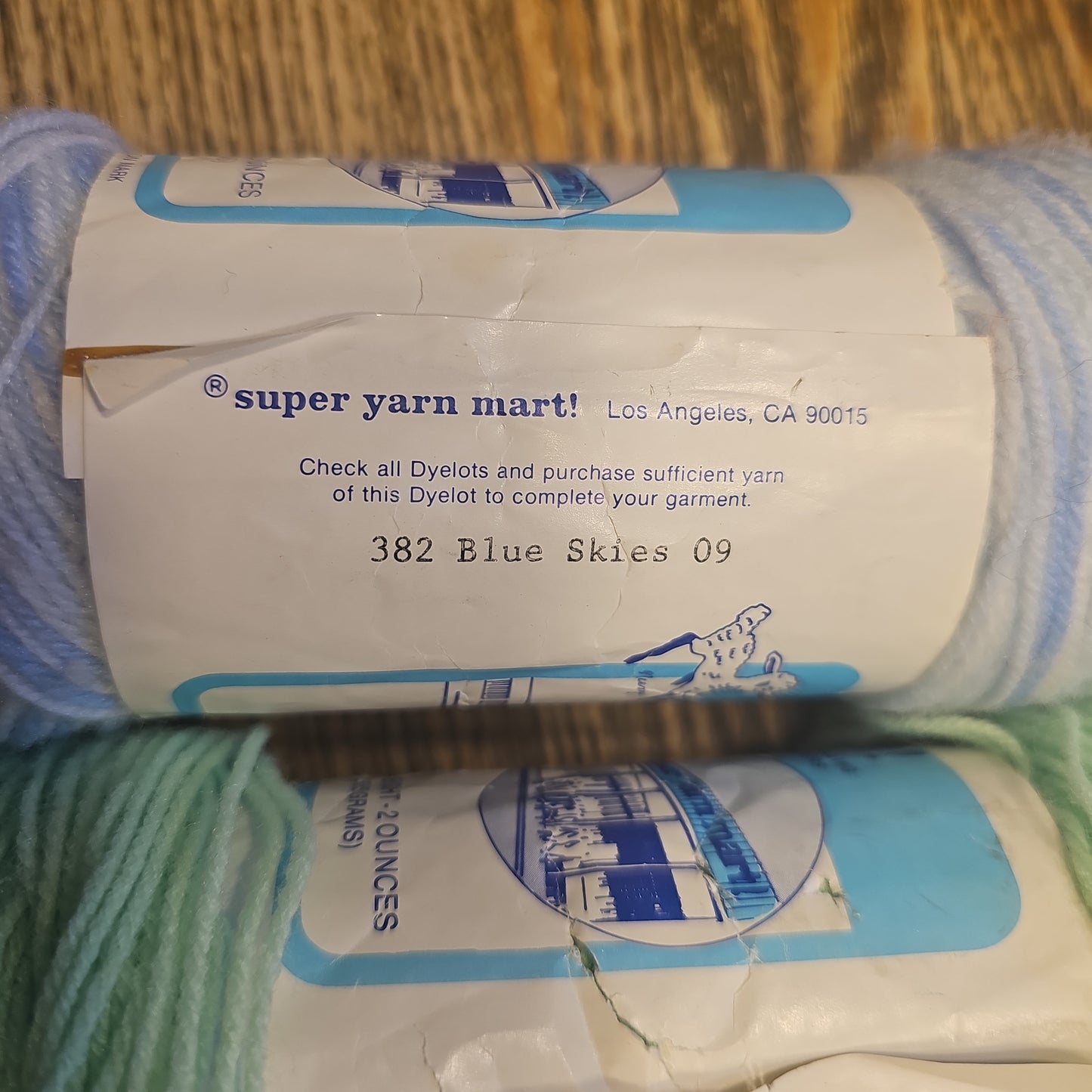 Vintage Super Yarn Mart Americana Blue/Green/Blue Yarn Lot of 3