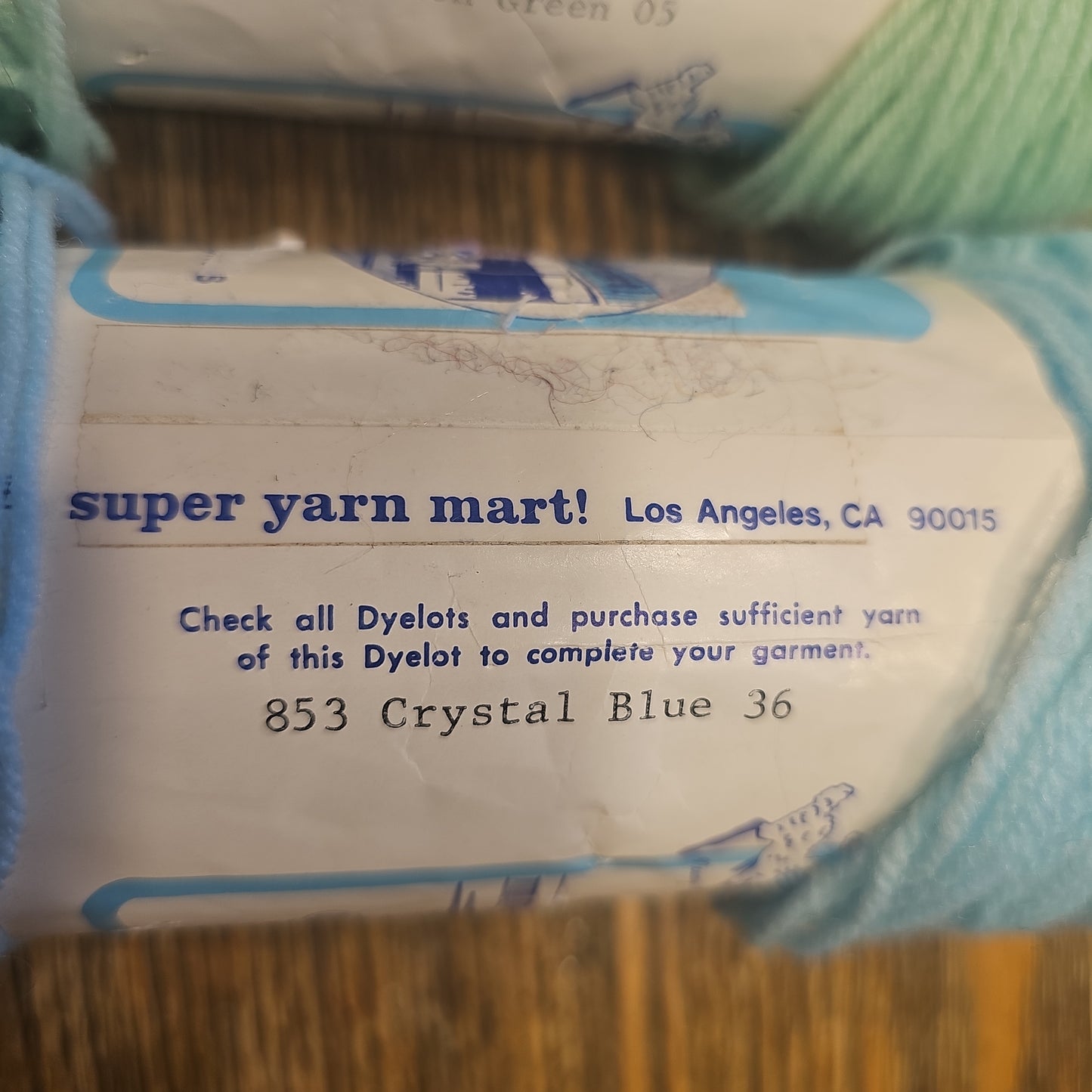 Vintage Super Yarn Mart Americana Blue/Green/Blue Yarn Lot of 3