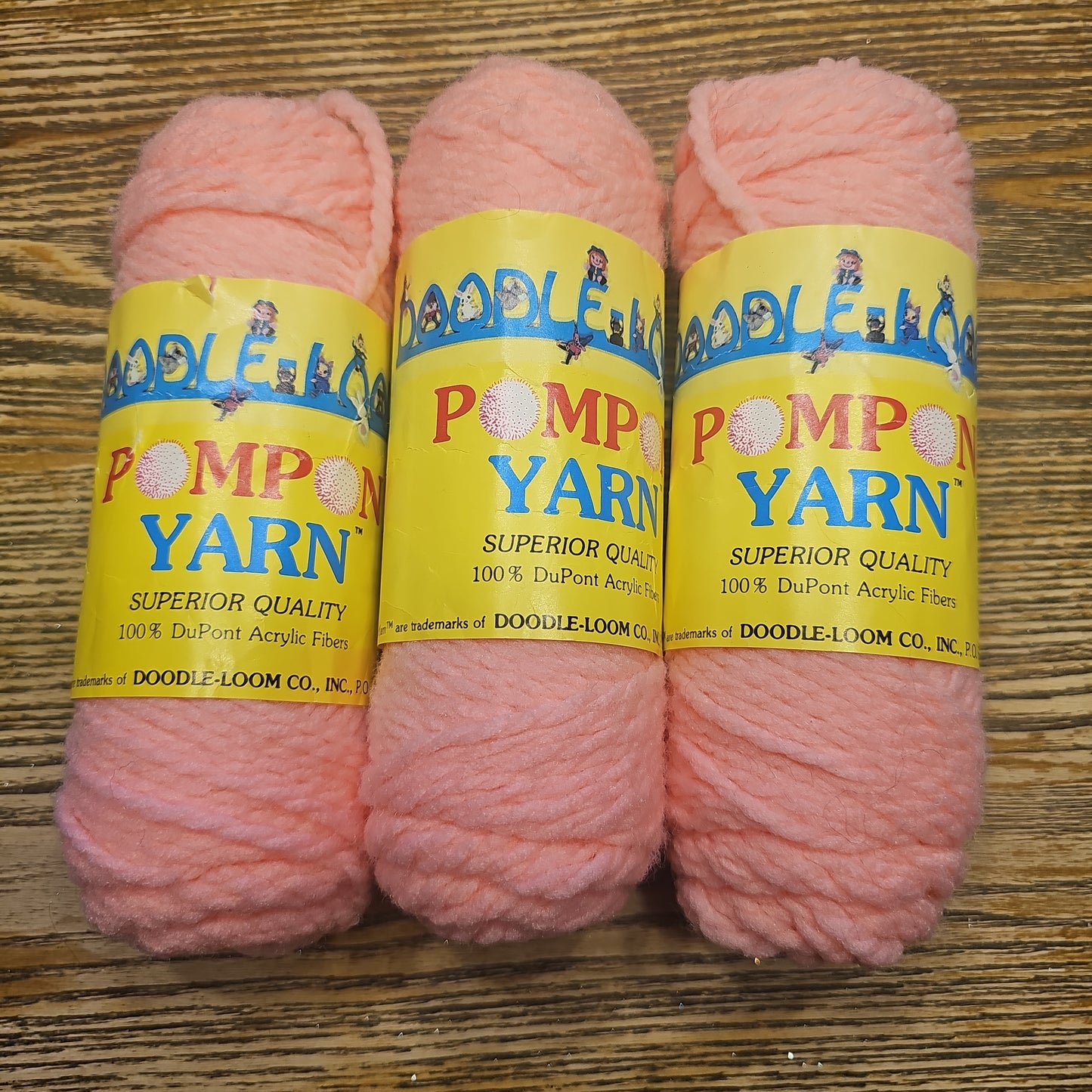 Vintage 1978 Doodle Loom PomPon Yarn Pink Lot of 3