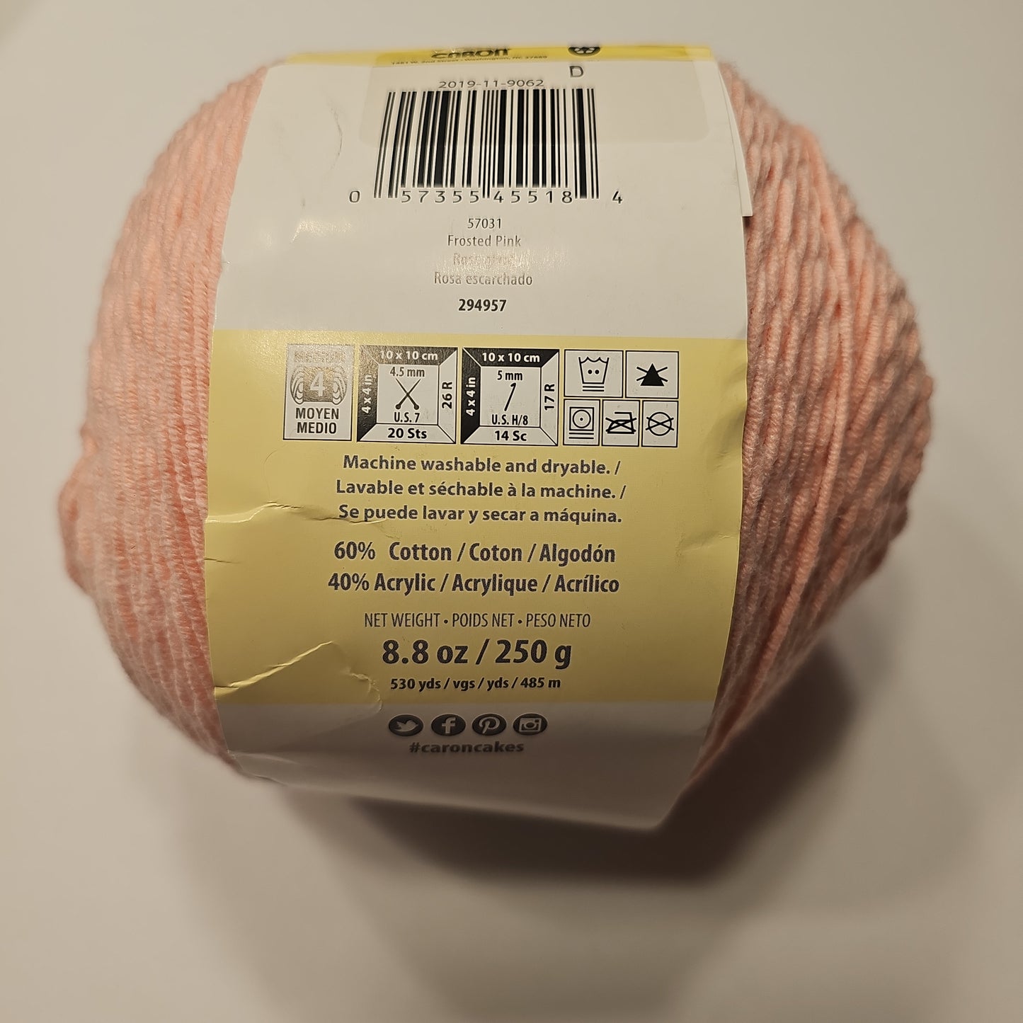 Caron Cotton Cakes Frosted Pink Yarn