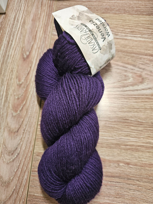 Cascade Venezia Worsted Merino/Silk Blend Deep Purple Yarn