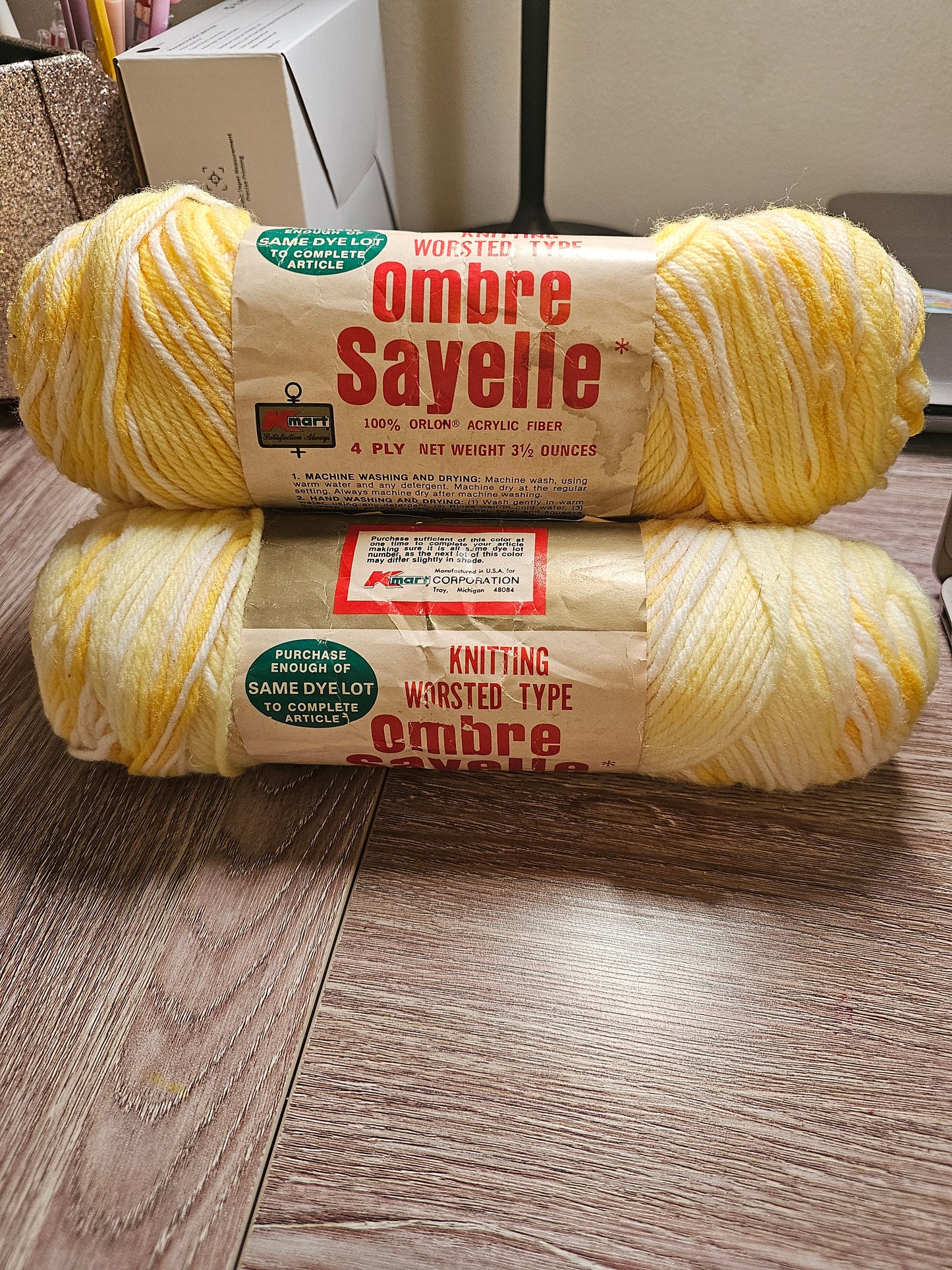 *Vintage* Sayelle Ombre "Lemon Ice" Yarn Lot of 3