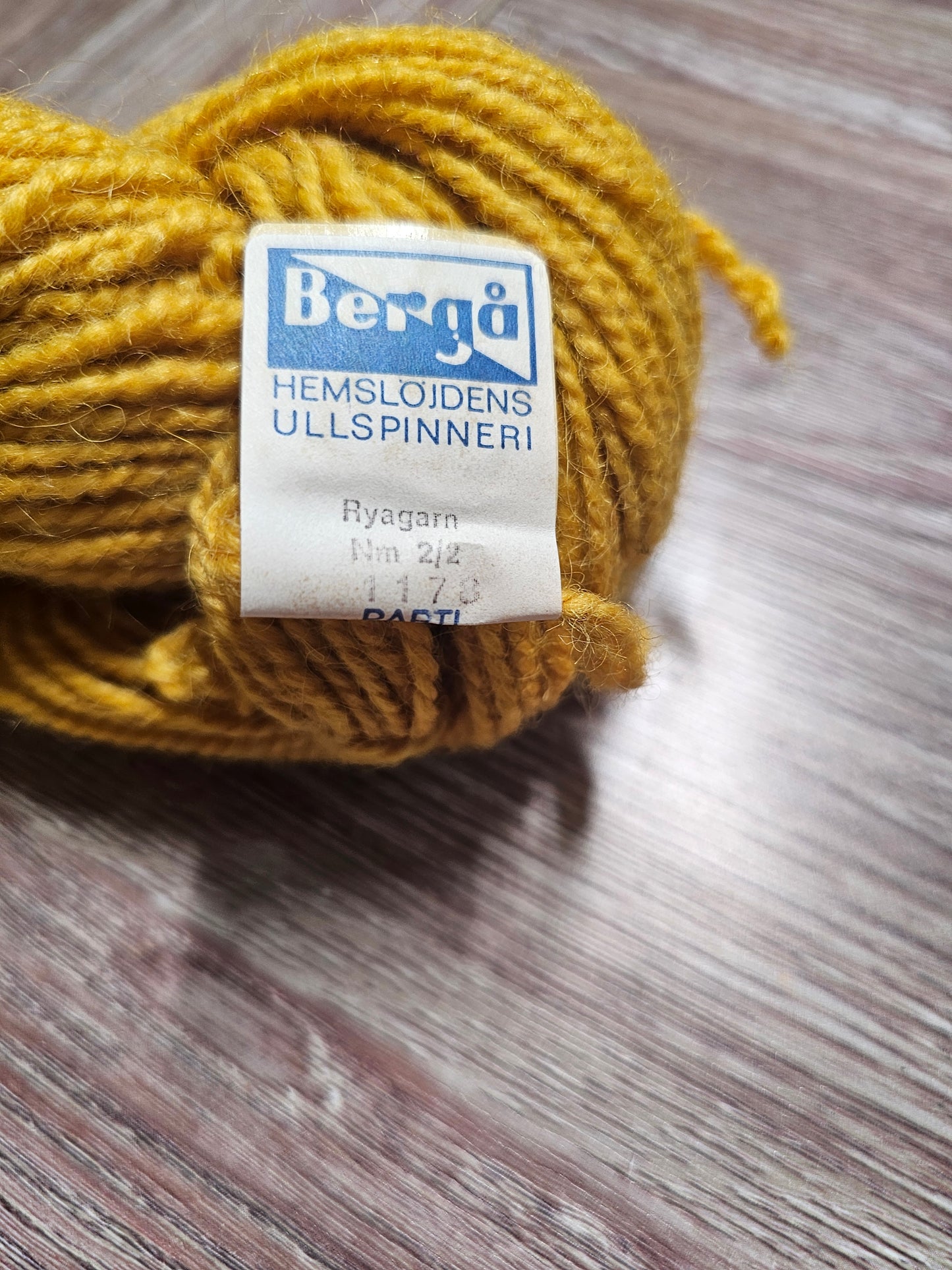 * Vintage and Imported*Bergå Sweden 100% Wool Golden Yellow Yarn