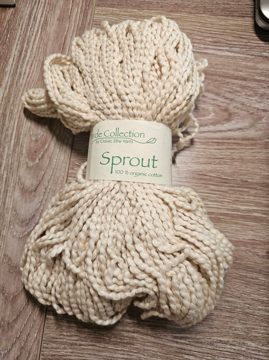 *Imported Peruvian* Classic Elite Yarns Verde Collection Sprout 100% Organic Cotton Off White Yarn