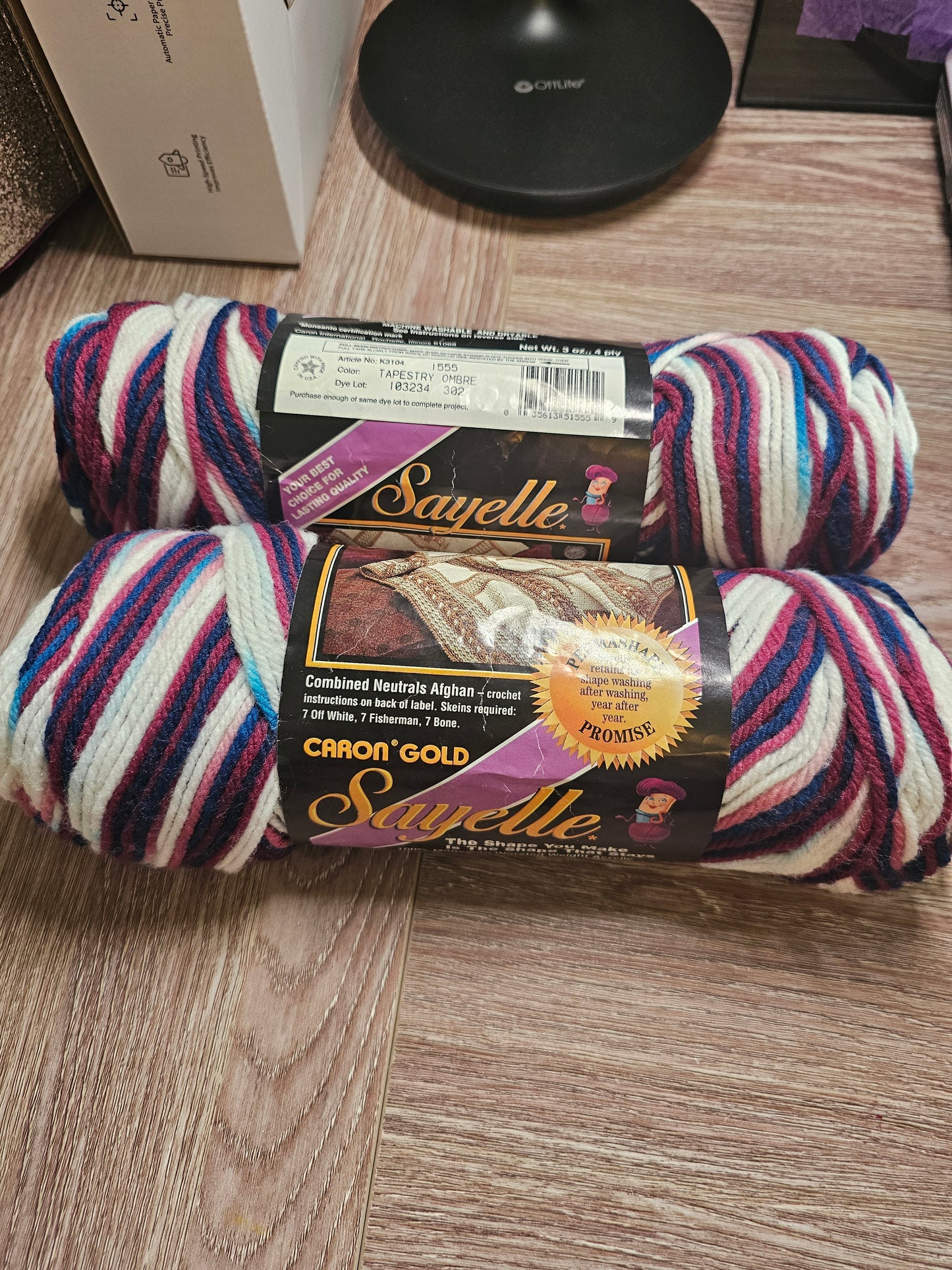 *Vintage* Caron Gold Sayelle "Tapestry Ombre" Yarn Lot of 3