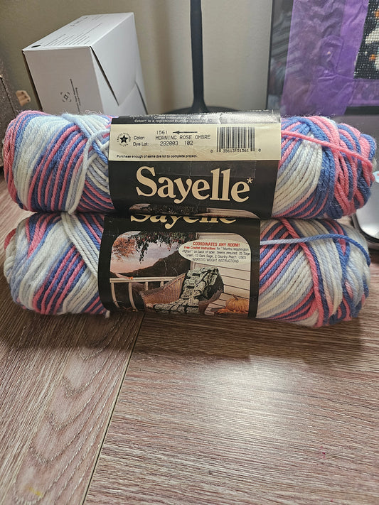 *Vintage* Sayelle "Morning Rose Ombre" Yarn Lot of 3