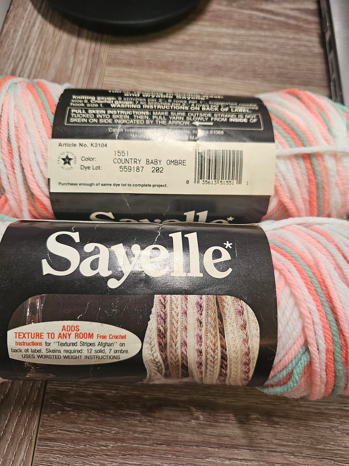 *Vintage* Sayelle Ombre "Country Baby Ombre" Yarn Lot of 2