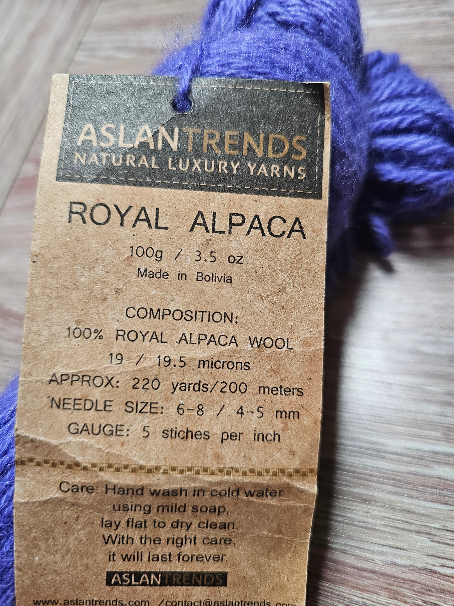 Aslan Trends Royal Alpaca 100% Alpaca Yarn in Deep Purple