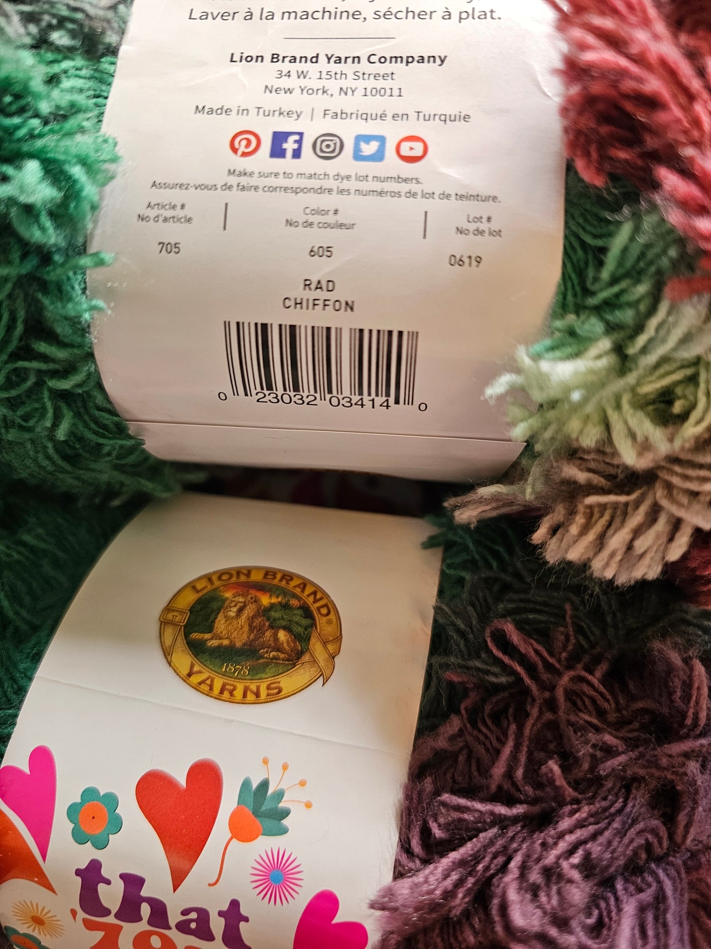 *Discontinued* Special Edition Lion Brand That 70s Yarn "Rad Chiffon" Shag Yarn Lot of 3