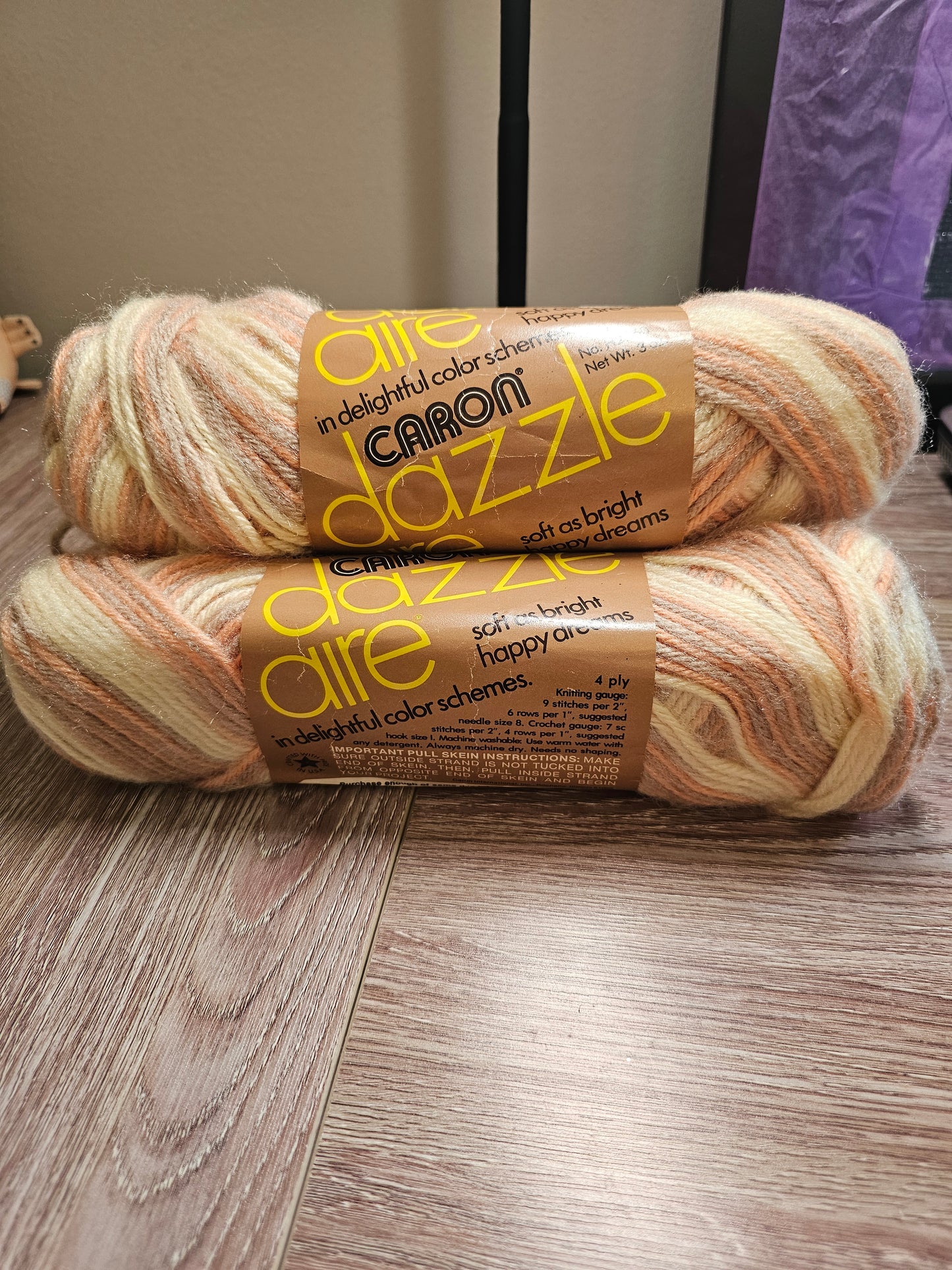 *Vintage* Caron Dazzle Aire "Soft Naturals" Yarn *Lot of 3*