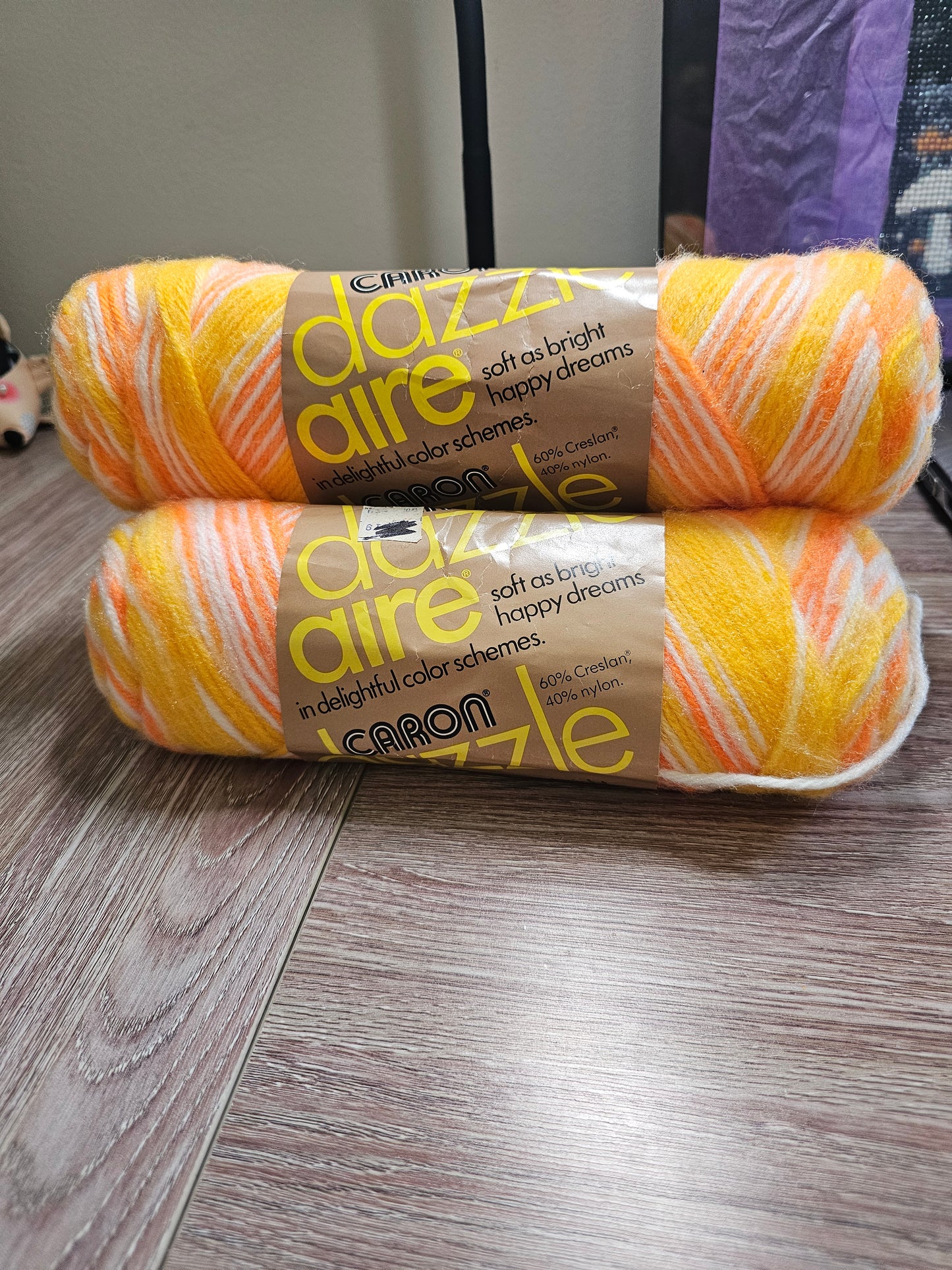 *Vintage* Caron Dazzle Aire "Oranges" Yarn *Lot of 3*