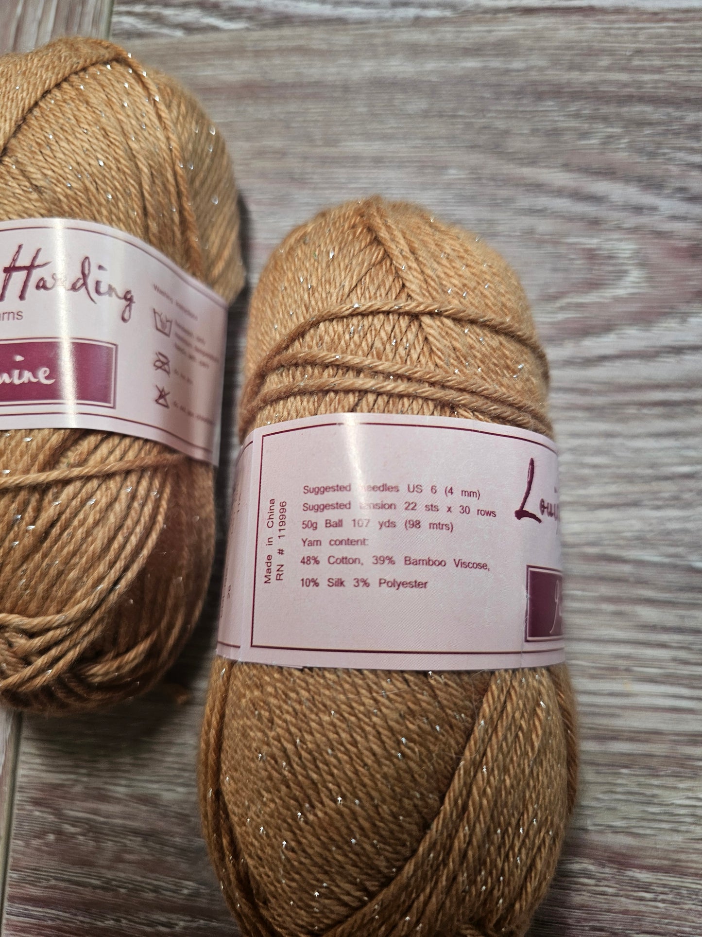 Louisa Harding Jasmine Gold with Glitter Yarn *Lot of 2*