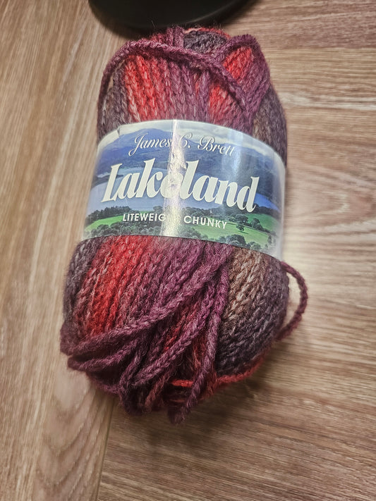 James C Brett Lakeland Purple and Red Yarn