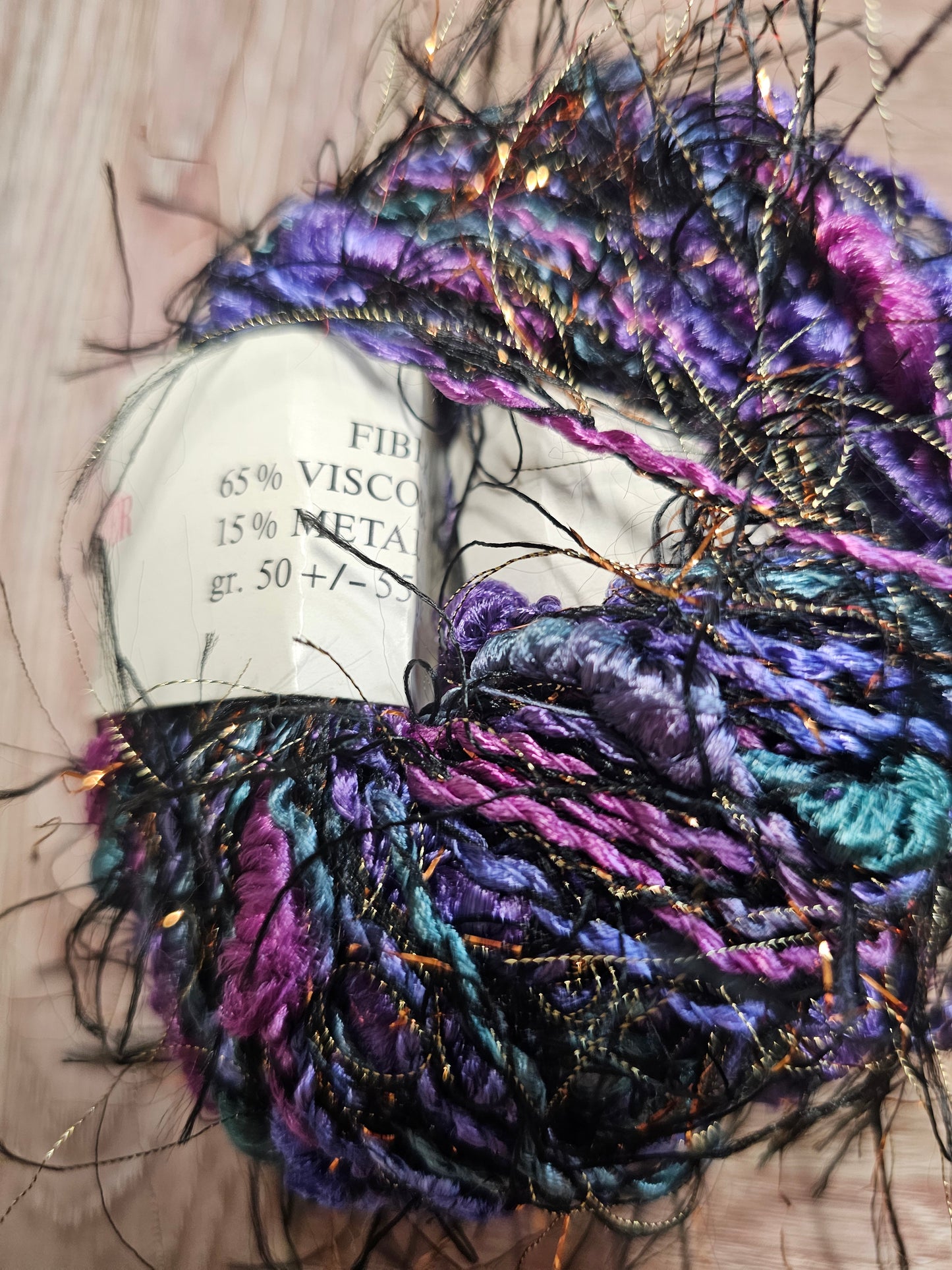 *Discontinued/Rare Find* Trendsetter Yarns Sorbet Purple/Blue/Bronze Eyelash Yarn