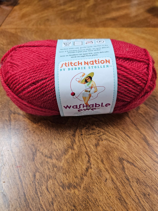 Stitch Nation Washable Ewe 100% Superwash Wool "Strawberry" Yarn