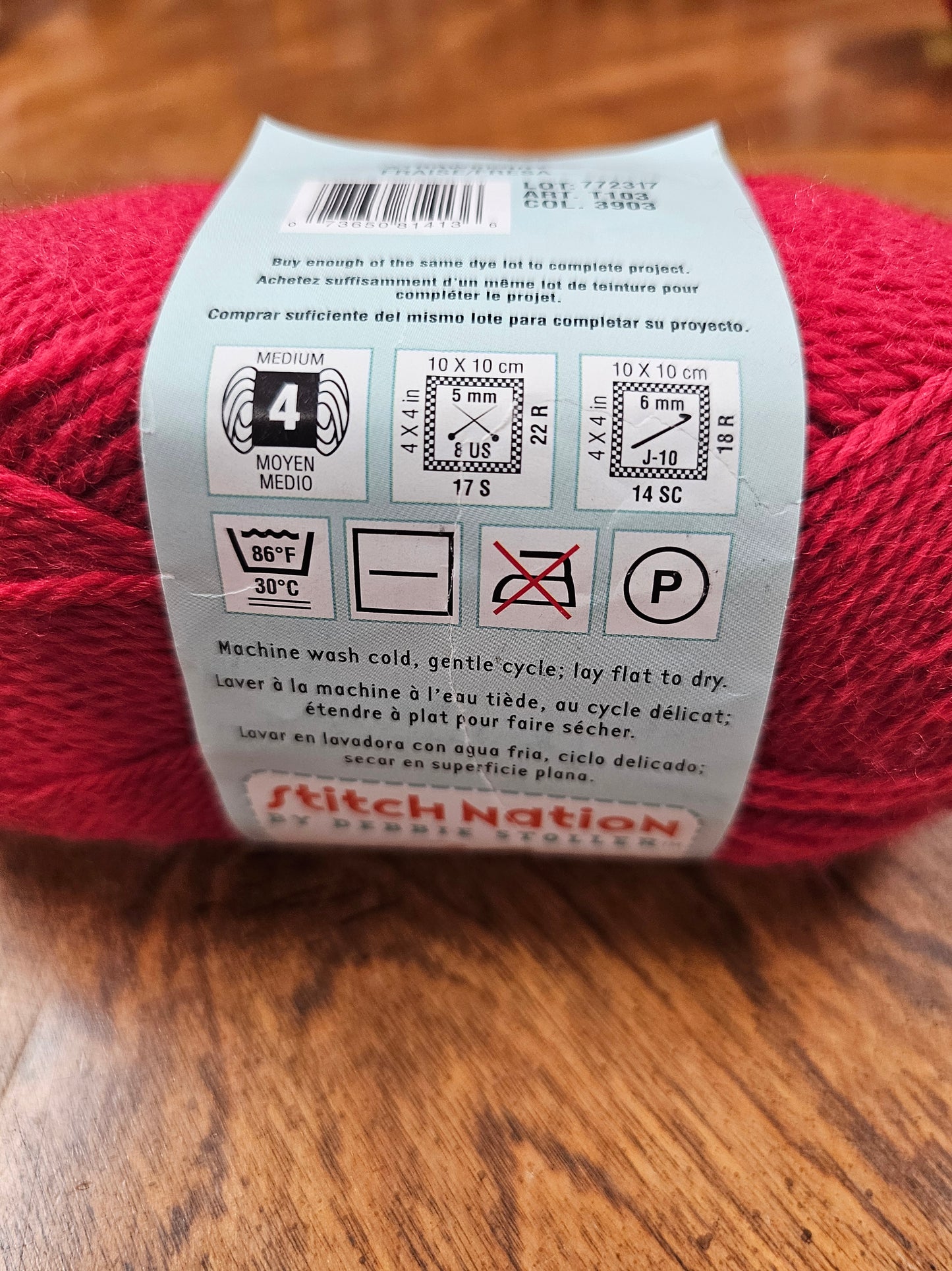 Stitch Nation Washable Ewe 100% Superwash Wool "Strawberry" Yarn