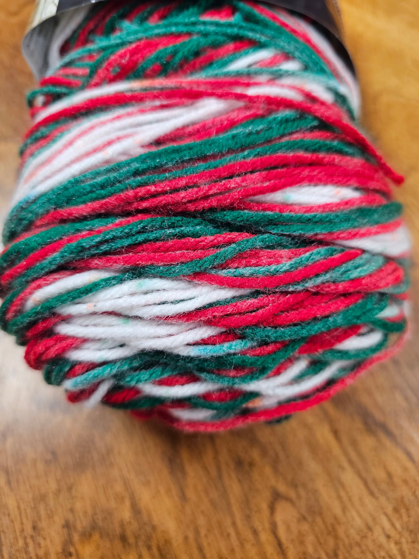 Partial skein Red Heart Super Saver Jumbo "Mistletoe" Yarn