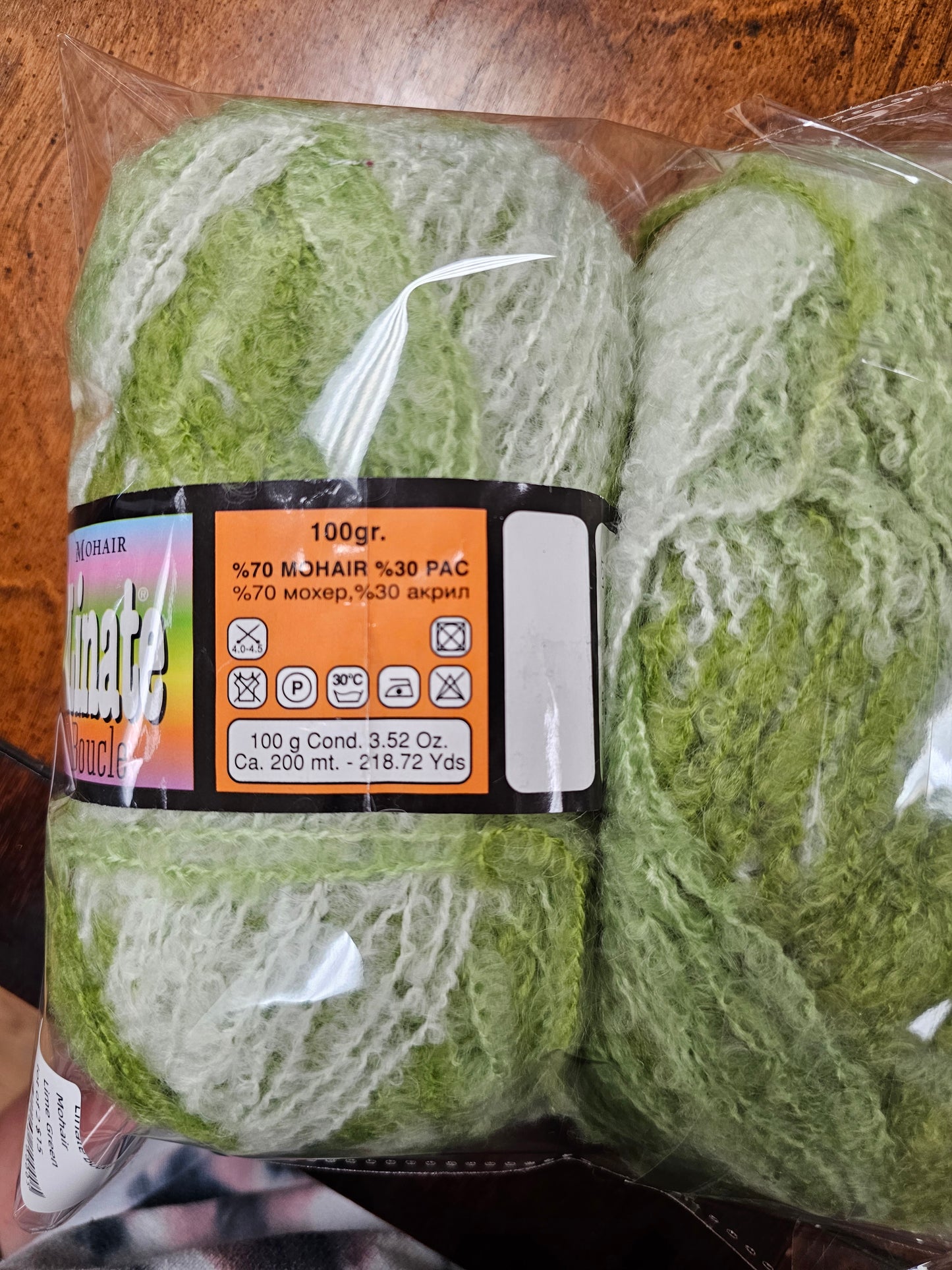 *Rare and Vintage* Linate Mohair Boucle Lime Green Lot of Two