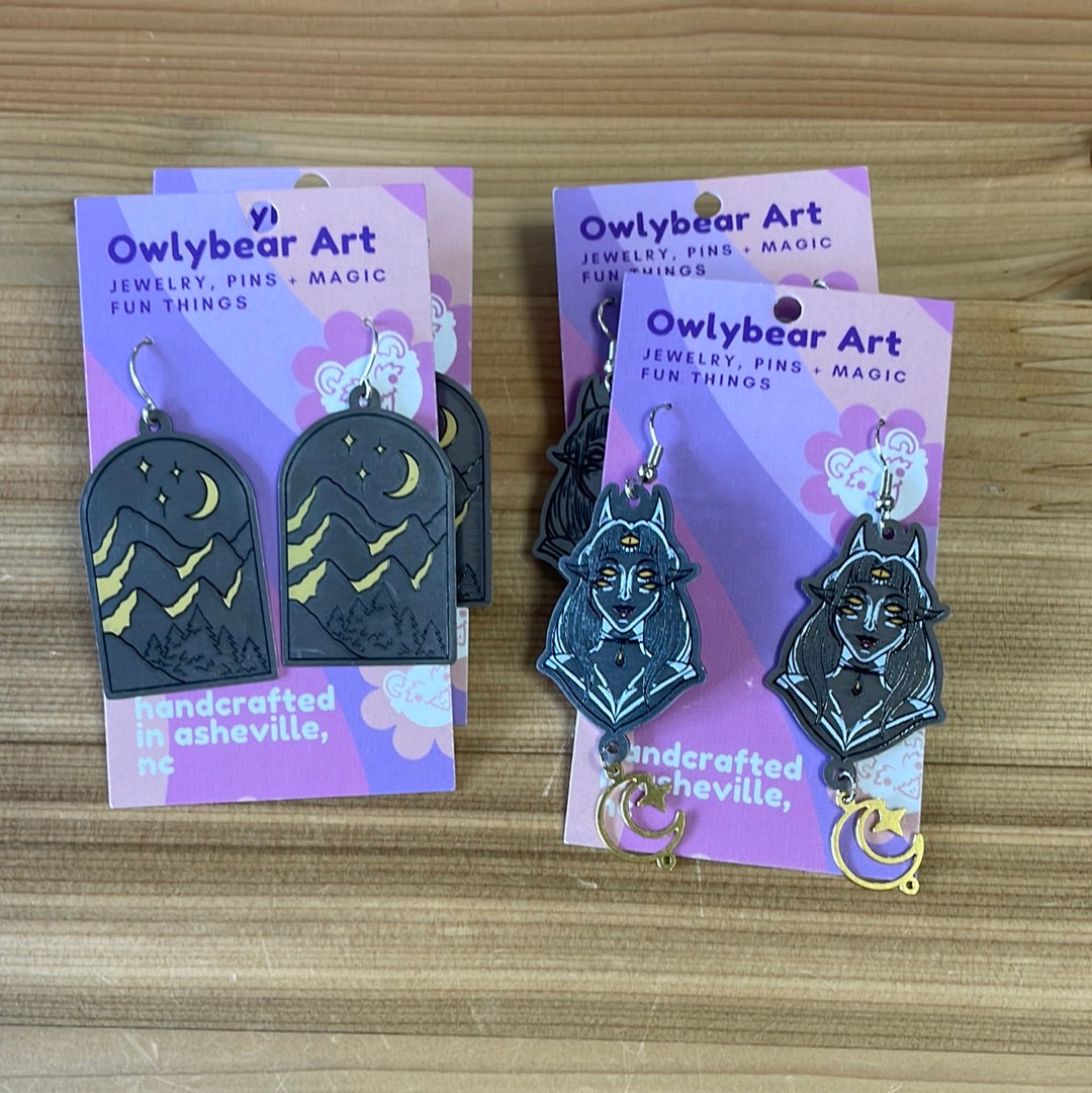 Earrings, stainless steel from Owlybear with custom card (c)