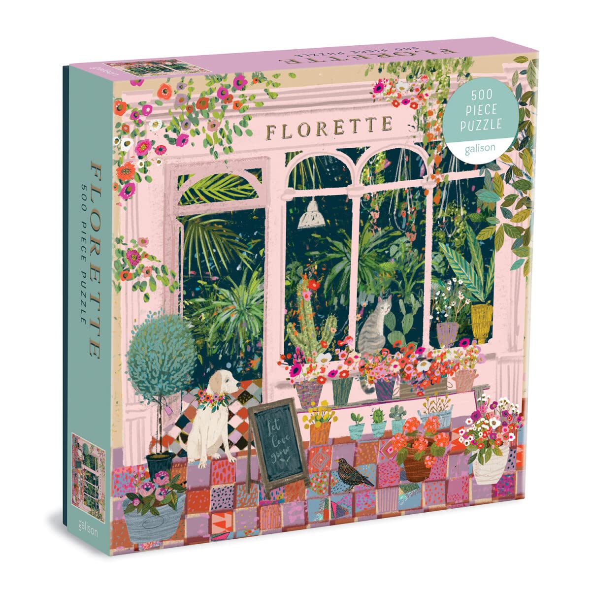 Galison Florette Puzzle, 500 Pieces, 20 x 20, Floral Jigsaw Puzzle with a Beautiful Illustration by Victoria Ball, Thick Sturdy Pieces, Challenging Family Activity, Makes a Great Gift